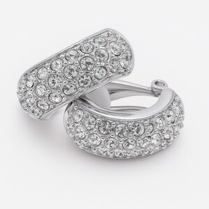 Vintage Swarovski Silver Hoop Earrings with Crystals